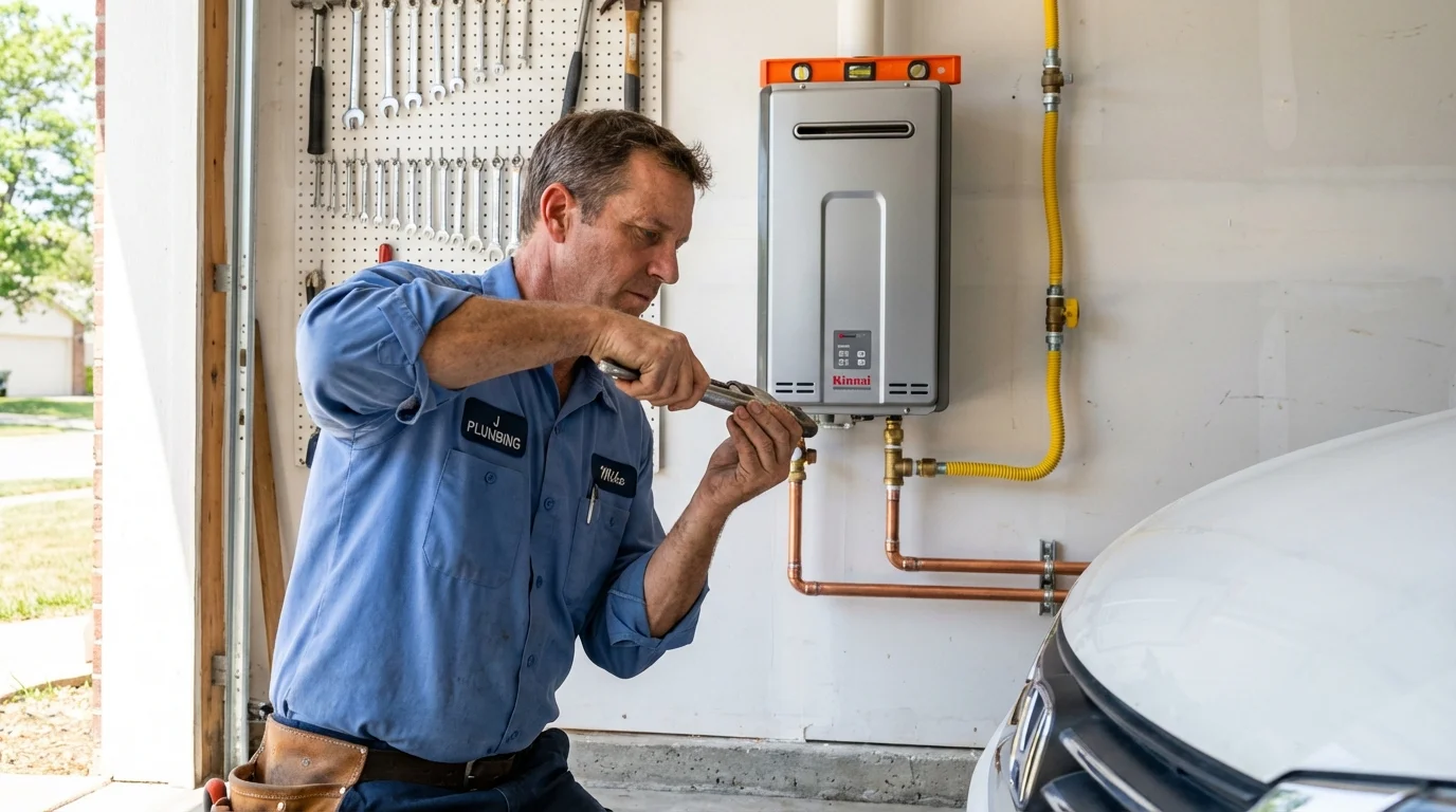 Tankless water heater installation by a Johns Plumbing LLC plumber in Garrett